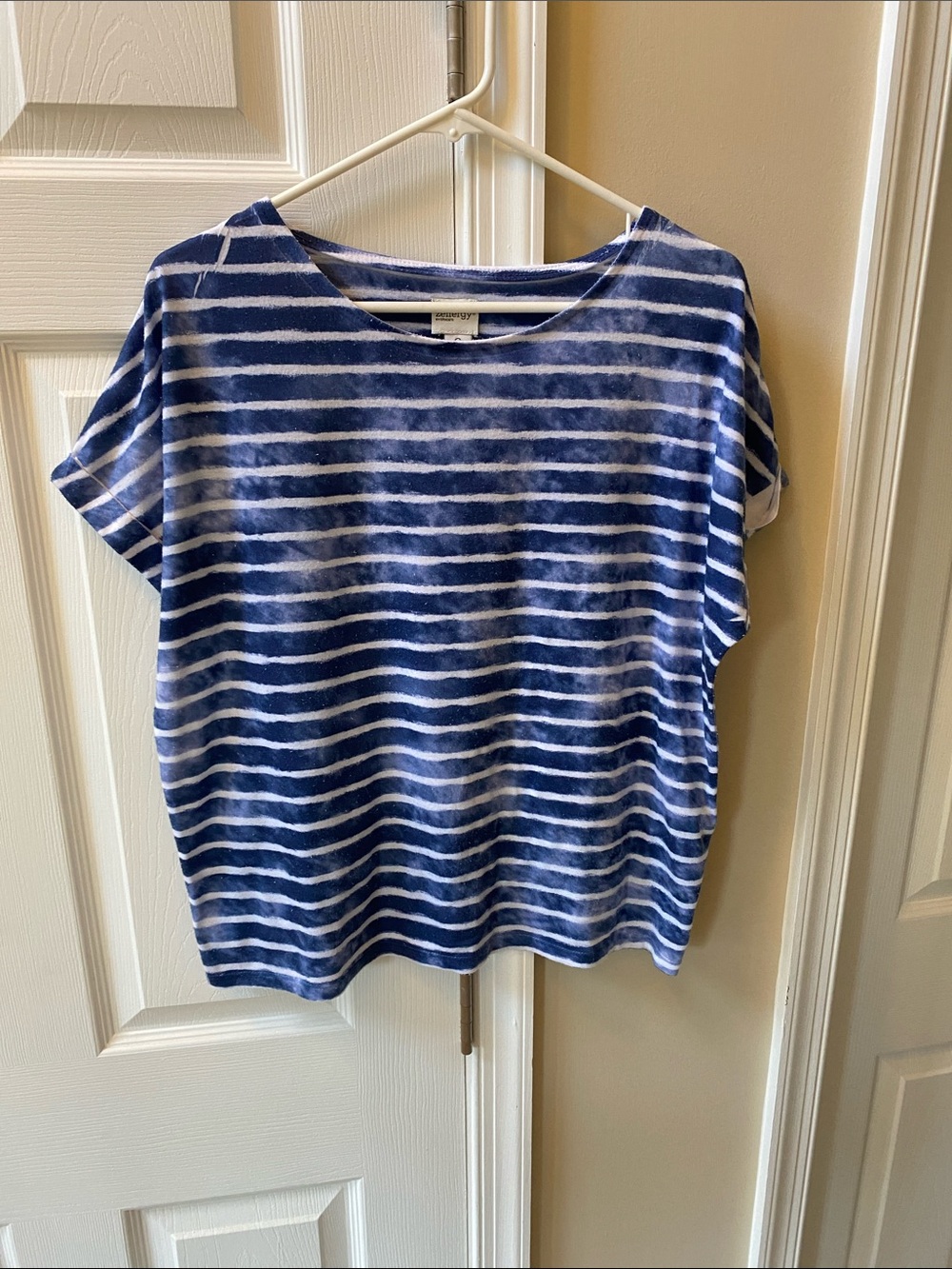 Blue and White Striped Short Sleeve Women's Tee